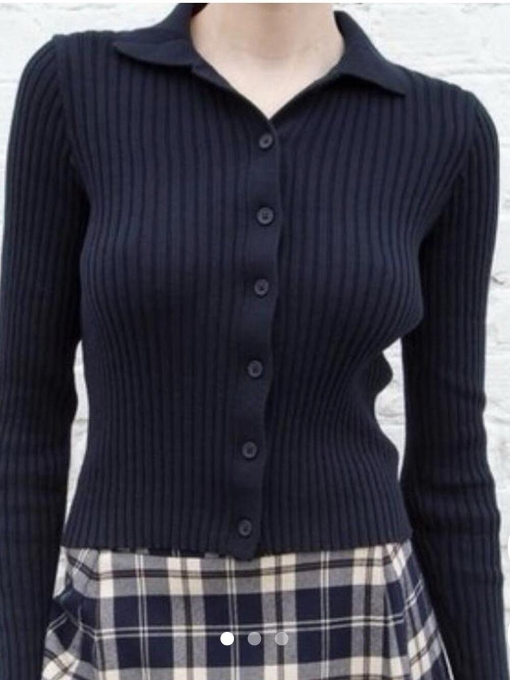 Brandy Melville One Size Cropped Cardigan Upcycled Ribbed Button Up Twee Girlie